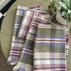 Hearth & Hand Plaid Napkins - Blue, Green, White 4 piece set